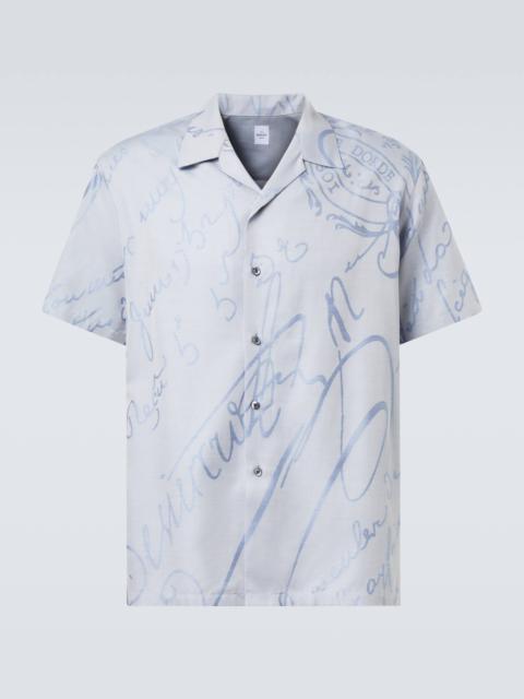 Printed cotton, wool, and silk bowling shirt