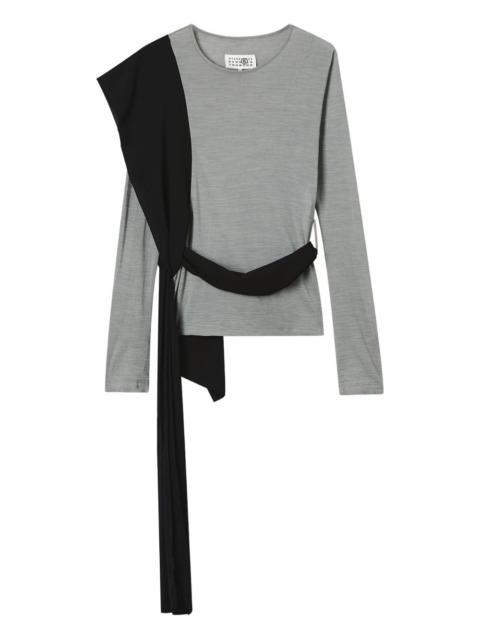 draped-panel long-sleeved top