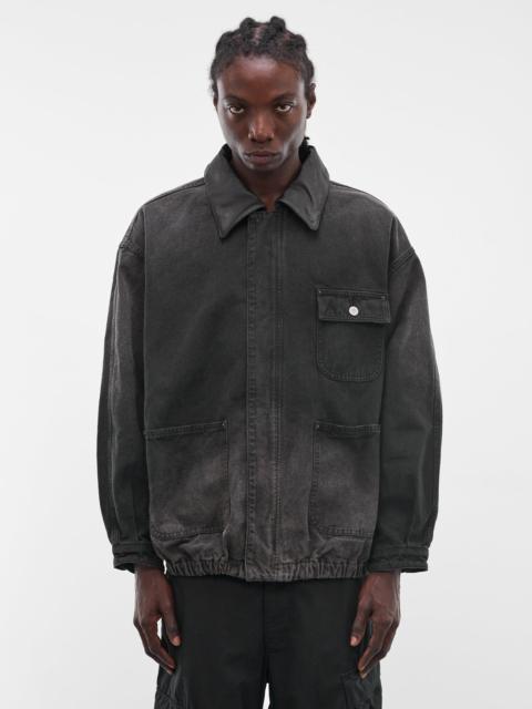 Black Faded Cotton Workwear Jacket