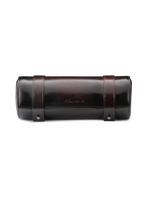 Brown leather big watch case