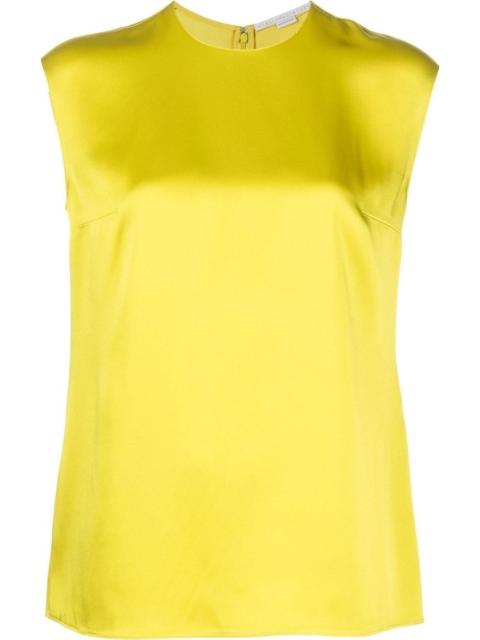 satin-finish sleeveless blouse