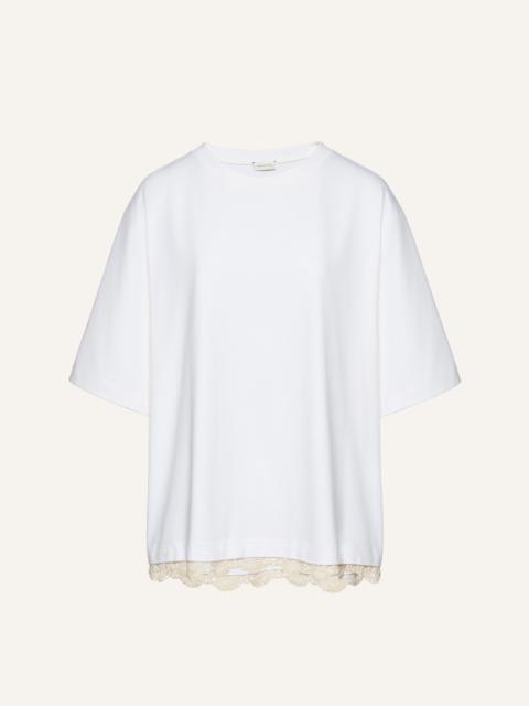 Lace detail oversized heavy t-shirt in white