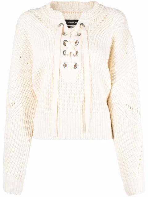 lace-up ribbed-knit jumper
