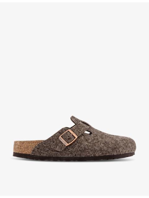 Boston buckle-fastened wool clogs