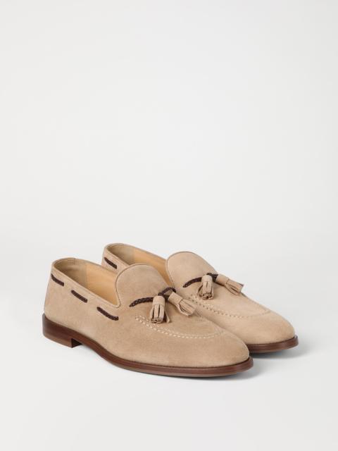 Suede loafers with tassels