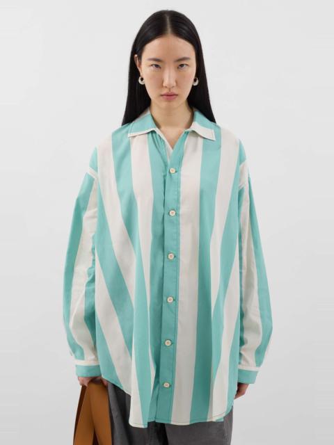 MEGA OVER SHIRT / off white & green stripes
