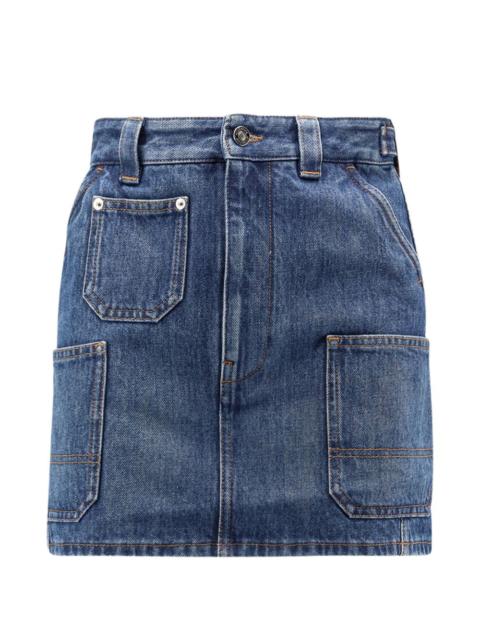 patch-pocket denim skirt