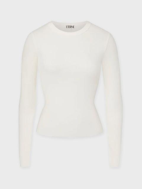 LONG SLEEVE FITTED TOP Cream