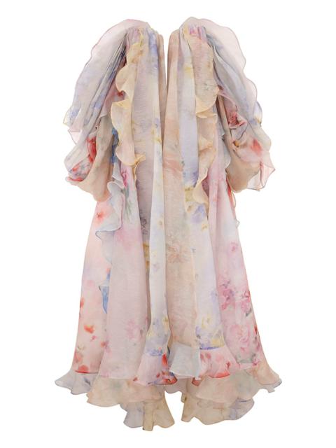 CRUSH STRAPLESS RUFFLE DRESS