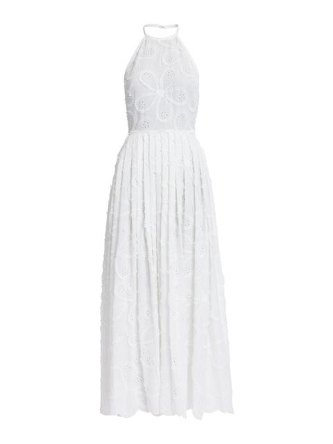 Cotton Embroidered Midi Dress white