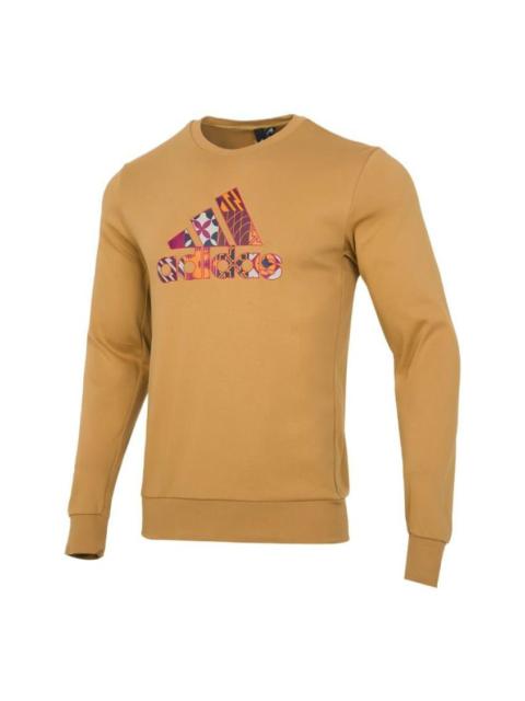 Men's adidas Pattern Printing Round Neck Pullover Turmeric HI3288