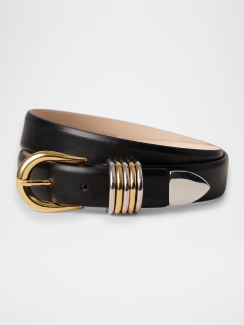 Hollyhock Mix Metal Leather Belt