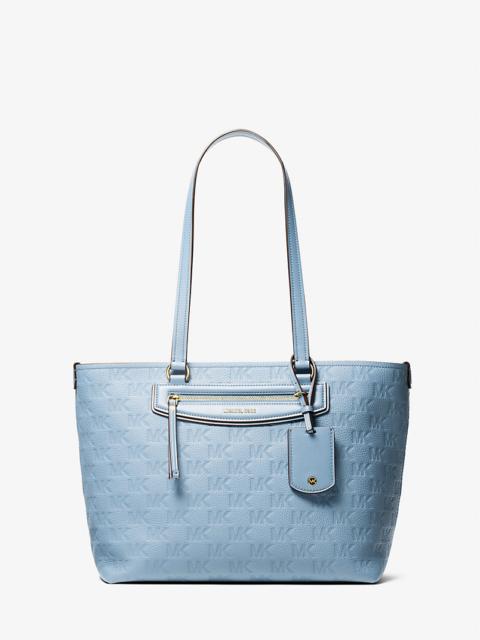 Jet Set Travel Medium Logo Embossed Leather Tote Bag