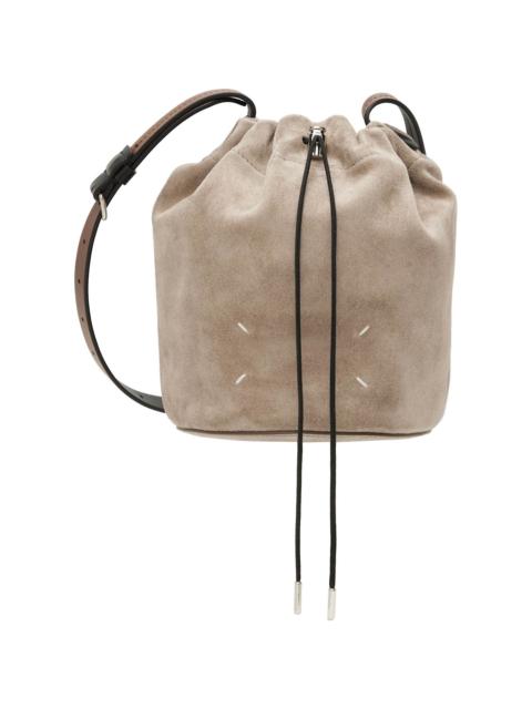 Taupe Drawstring Crossbody Bucket Bag