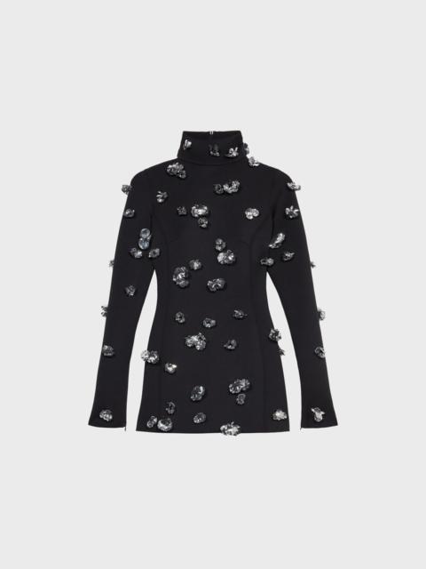 SHORT NEOPRENE DRESS WITH EMBROIDERY