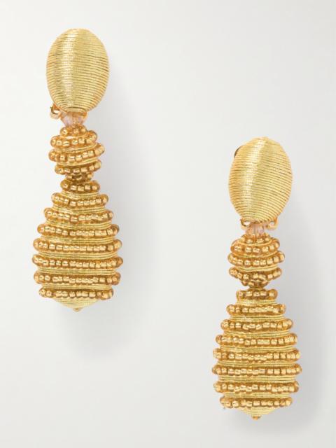 Beaded Gold-tone Clip Earrings