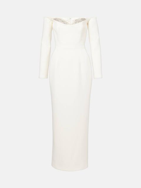 Bridal Farah embellished off-shoulder midi dress