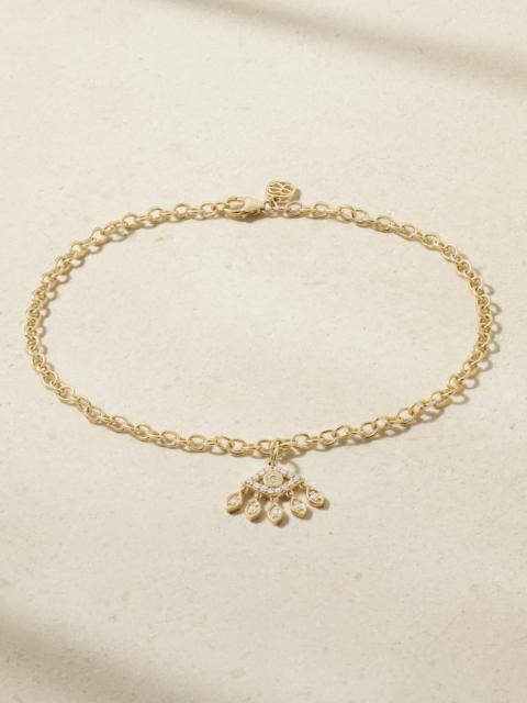 Evil Eye 14-karat Gold Diamond Anklet