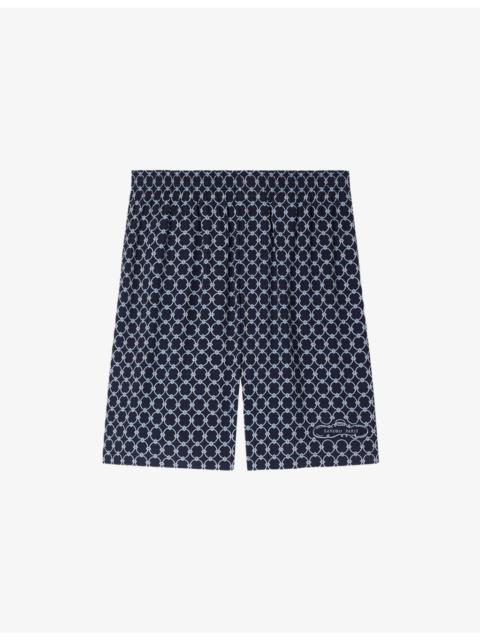 Graphic-Print Elasticated-Waist Woven Shorts