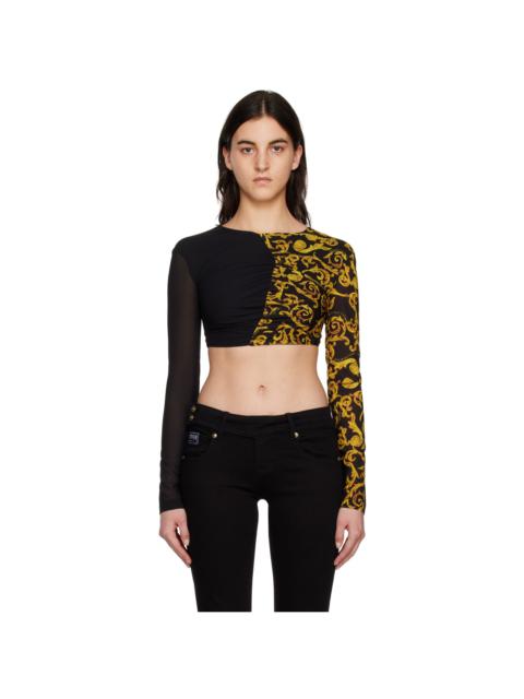 Black & Yellow Cropped Blouse