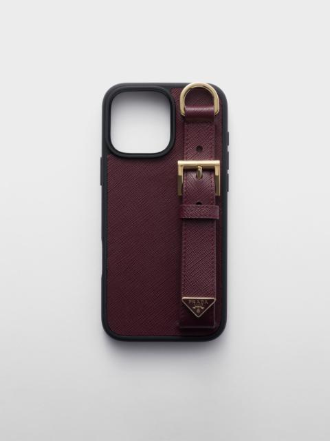 Saffiano leather case for iPhone 16 Pro Max