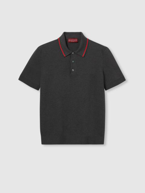 Silk cotton polo shirt with Web