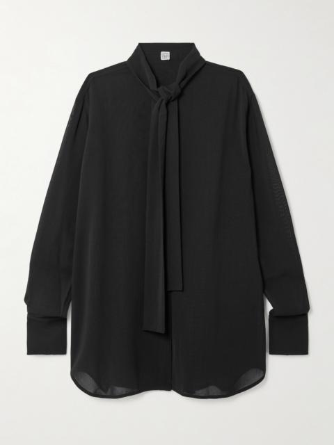 Tie-neck Crepe De Chine Blouse