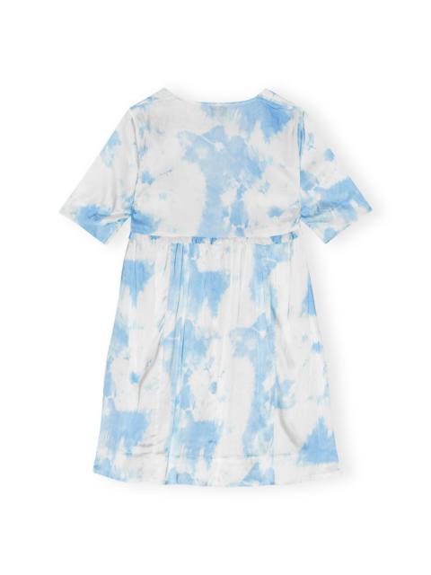 PRINTED SATIN SHORT SLEEVE MINI DRESS