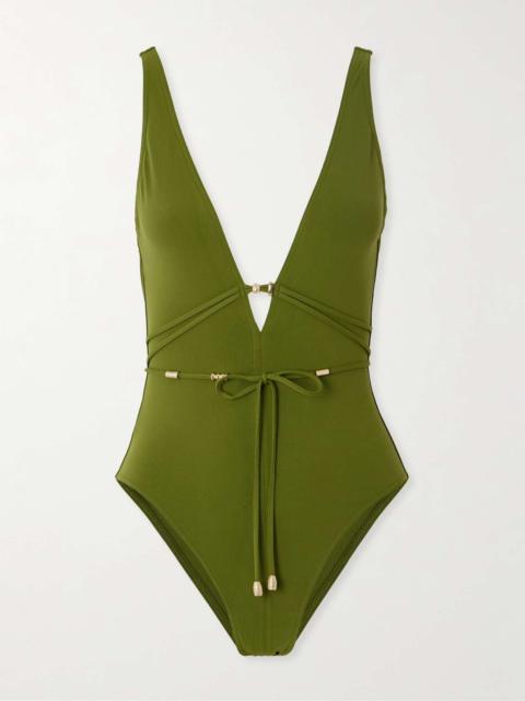 Trésor Lagon embellished open-back swimsuit