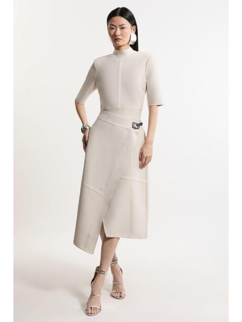 Figure Form Bandage Asymmetric Knit Midi Dress