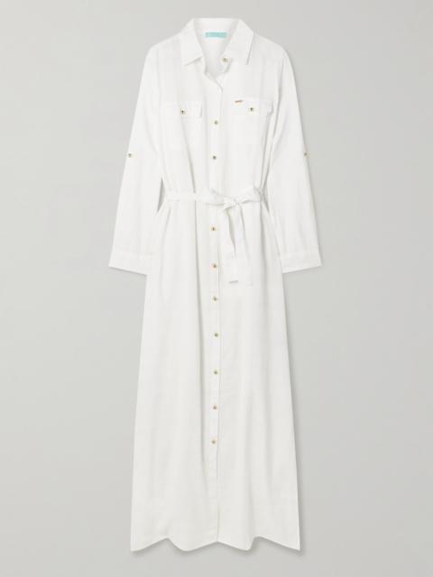 Darcy Belted Cotton And Linen-blend Maxi Shirt Dress