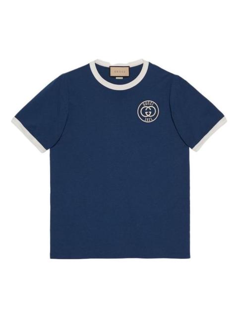 Gucci Cotton Jersey T-Shirt With Gucci Embroidery 'Blue' 727694-XJFV8-4030