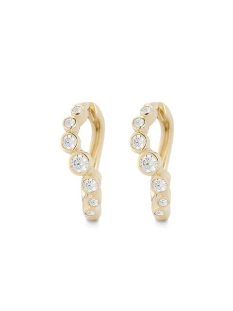 14k yellow diamond bezel wave earrings