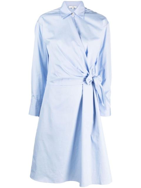 long-sleeved cotton wrap dress