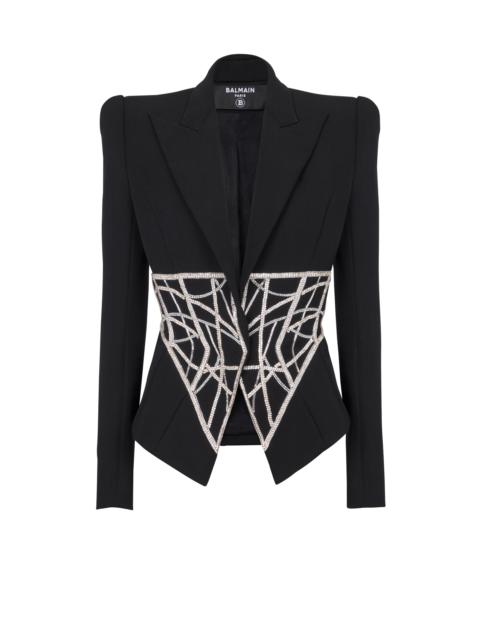 Embroidered slim-fit grain de poudre jacket