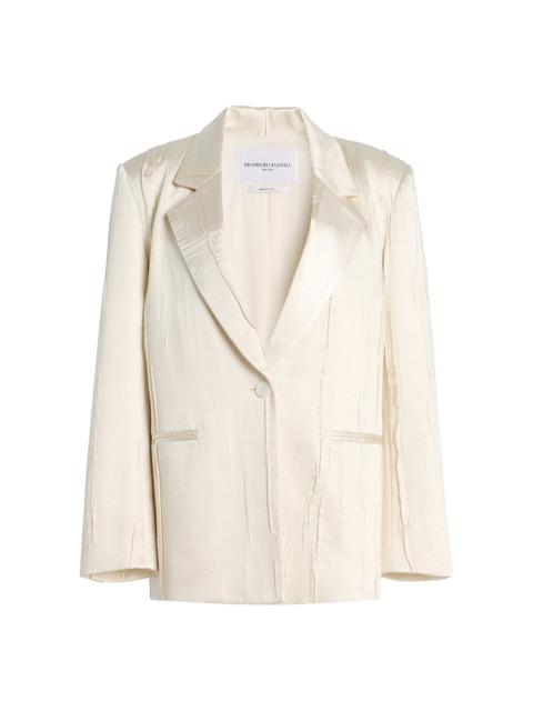 The Nell Single-Breasted Crushed-Satin Blazer ivory