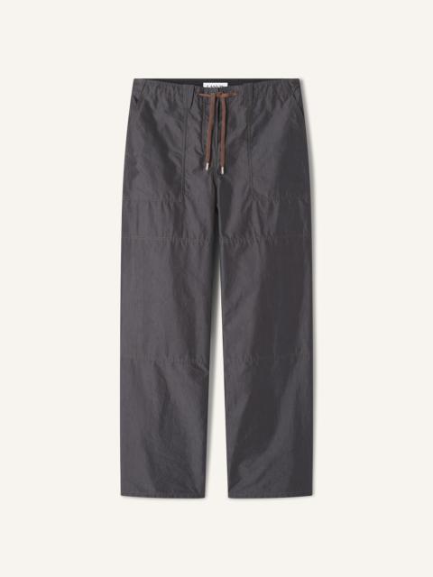 BLACK WIDE-LEG CHAMBRAY PANTS