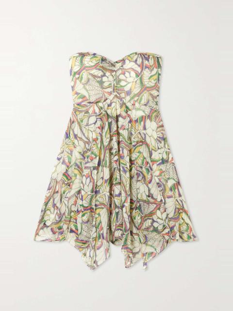 Louane strapless floral-print silk-crepon mini dress