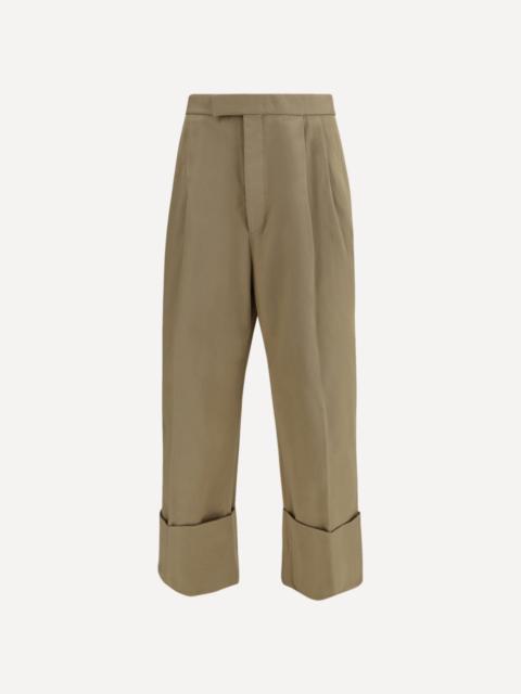 Cotton gabardine Pants with double pleats