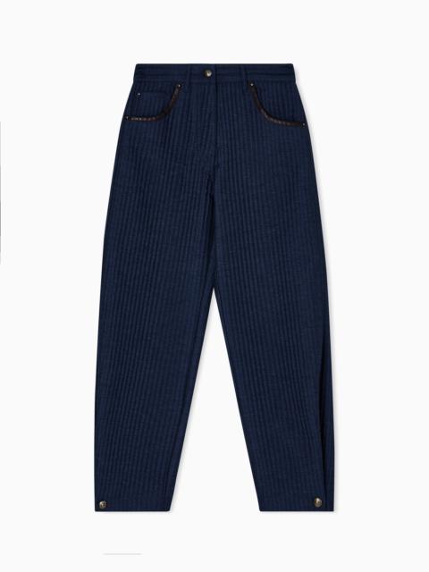 DENIM COLLECTION FIVE-POCKET TROUSERS IN VISCOSE, COTTON AND SILK WITH A QUILTED MOTIF