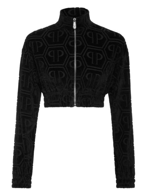 jacquard-monogram cropped tracksuit jacket