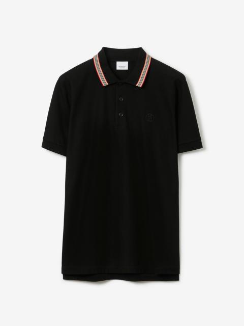 Icon Stripe Collar Cotton Piqué Polo Shirt