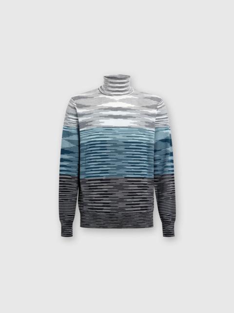 Slub wool turtleneck pullover