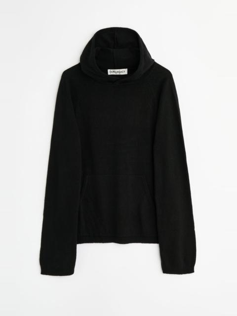Knitted Hoodie Almost Black Refined Silk