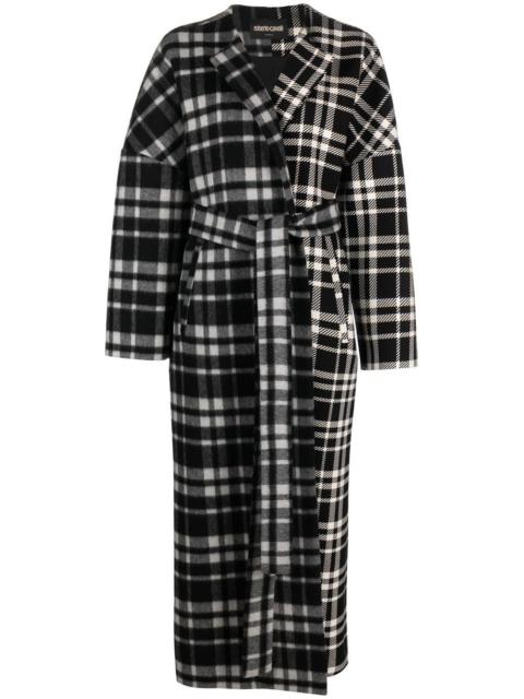 checked belted coat