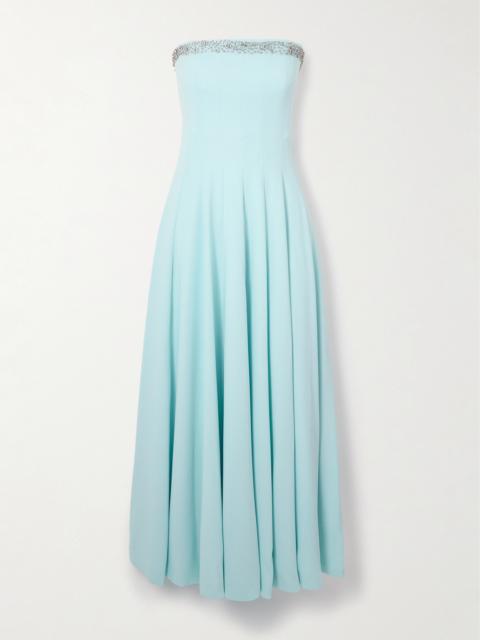 Aldina Strapless Pleated Crystal-embellished Crepe Midi Dress