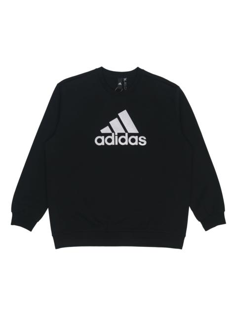 Men's adidas Logo Printing Round Neck Pullover Long Sleeves Autumn Black HM2960