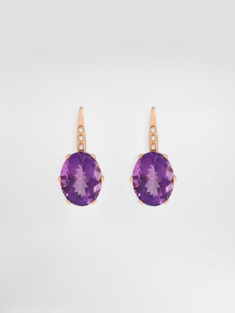 Anna earrings in 18-carat red gold with amethysts and diamonds