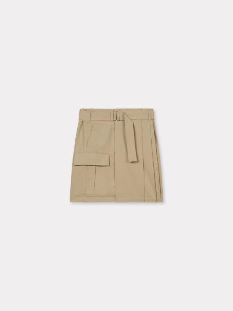 Asymetric skirt with cargo details in cotton