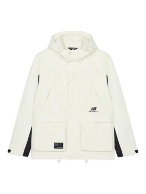 New Balance FW22 Hooded Windproof Jacket 'White Black' AMJ23320-CIC